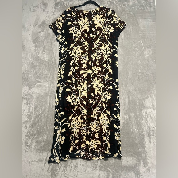 Vintage Gauze Maxi Shift Dress Women’s XL Floral Bishop St Cap Sleeve - Picture 2 of 7